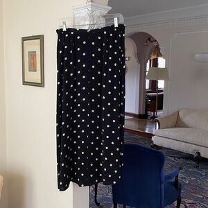 Talbots Black with Cream Polkadots A-Line Skirt Size 12